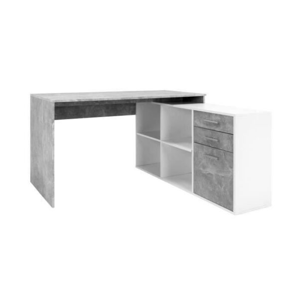 Bureau d'angle London - Panneaux de particules - Décor béton structuré