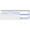 Meuble TV réversible BLUE-TECH - Mélaminé blanc laqué - 1 Porte abattante - LED - Blanc brillant - L150 x P41 x H43 cm – Image 3