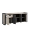 Buffet enfilade CESAR - Décor chene beige grisé et noir - 1 Tiroir et 4 Portes - L 217,8 x P 49,8 x H 86,7 cm - PARISOT – Image 5