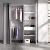 Dressing extensible avec rideau + 1 tiroir - Décor Blanc - L 160-113 x P 50 x H 205 cm - SUIT – Image 2