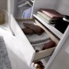 Dressing extensible avec rideau + 1 tiroir - Décor Blanc - L 160-113 x P 50 x H 205 cm - SUIT – Image 3