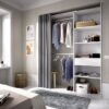 Dressing extensible avec rideau + 1 tiroir - Décor Blanc - L 160-113 x P 50 x H 205 cm - SUIT – Image 4