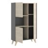 Buffet haut - Décor graphite et Chene - 3 portes + 1 niche - NESS - L 81 x P 43 x H 135 cm – Image 4