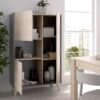 Buffet haut - Décor graphite et Chene - 3 portes + 1 niche - NESS - L 81 x P 43 x H 135 cm – Image 5