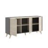 Buffet - Panneaux de particule - Bois clair et graphite - 3 portes - Ness - L 155 x P 43 x H 75 cm – Image 4