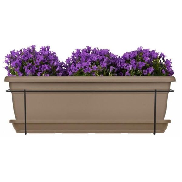 Kit jardiniere avec support en métal et plateau - GARDEN ID Relax - Taupe 50 cm - Recyclé et 100% recyclable - Volume pour plantes