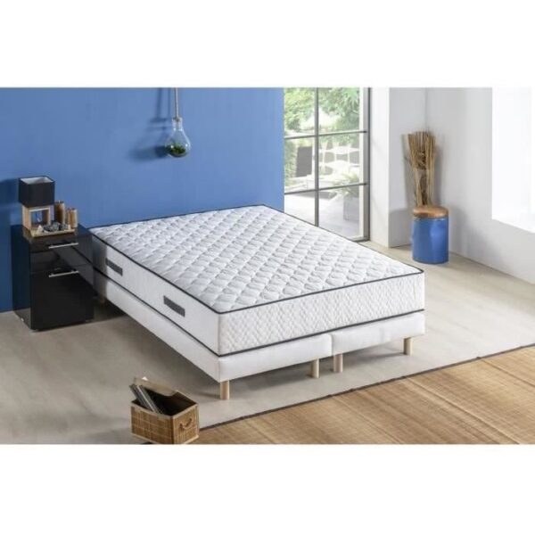 Ensemble matelas + sommiers 2 x 90 x 200cm - Ressorts ensachés - 24 cm - 7 zones de confort - Équilibré - DÉKO DREAM Détente