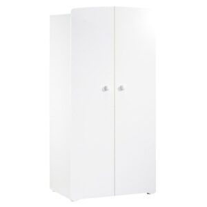 Armoire bébé Basic - Blanche - Boutons boule blanc - 2 portes - Babyprice