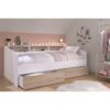 Lit banquette 2 tiroirs 90 x 200/190 cm - MDF - Mat décor chene et blanc - JOY - 2339ENSE – Image 2
