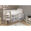 Lit combiné enfant avec bureau rétractable - PARISOT - LIAM - Blanc et chene - Sommier inclus - 90x200 cm – Image 2