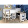 Lit combiné enfant avec bureau rétractable - PARISOT - LIAM - Blanc et chene - Sommier inclus - 90x200 cm – Image 4