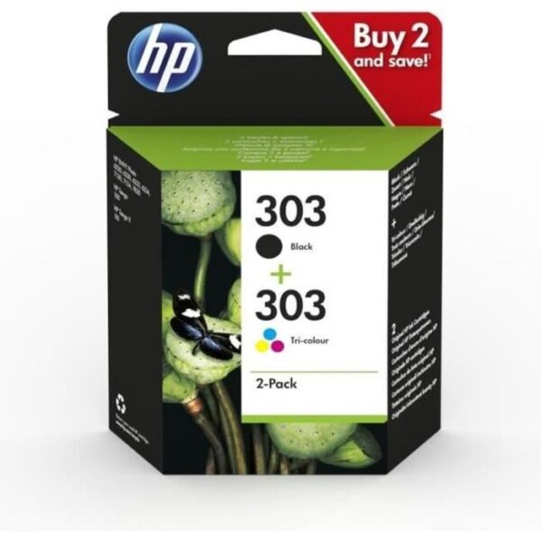 Cartouches d'encre HP 303 - Pack de 2 - Noir et Couleurs - 3YM92AE - Envy Photo 6220/6230/6232