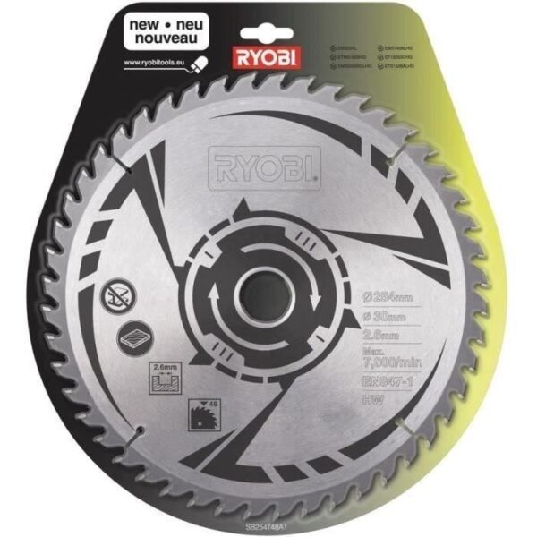 RYOBI - Lame carbure 48 dents diam. 254 mm - alésage 30 mm - épaisseur 2