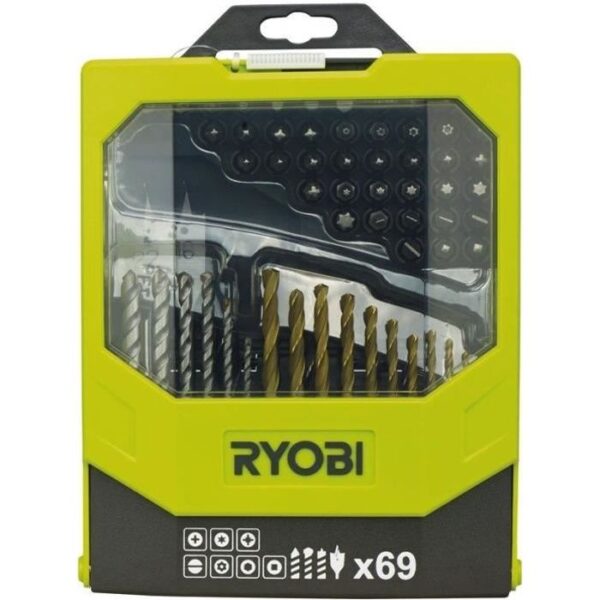 RYOBI - Coffret 69 accessoires mixtes : forets bois