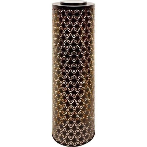 Lampe solaire - GARDEN ID Colonne - Or-Noir Ø20 H60 cm - 6 a 8h lumiere - Bouton marche/arret - Batterie LI-ION durable.