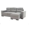 Canapé d'angle convertible réversible 3 places  JAMES -  L 245 x H 91 x P 139 cm - Coffre et 2 poufs Gris – Image 6