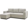Canapé d'angle convertible réversible 3 a 4 places - PHARELL - Tissu beige - Coffre de rangement - L 224 x P 155 x H 85 cm – Image 3