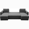 Canapé d'angle convertible panoramique PHARELL 5/6 places - Tissu anthracite - Coffre de rangement - L297 x P155 x H85 cm – Image 4