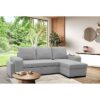 Canapé d'angle convertible réversible VALDO 3 a 4 places - Tissu Souris - Tablette avec USB - Coffre + Pouf - L247xP143xH86 cm – Image 2