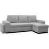 Canapé d'angle convertible réversible VALDO 3 a 4 places - Tissu Souris - Tablette avec USB - Coffre + Pouf - L247xP143xH86 cm – Image 3