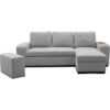 Canapé d'angle convertible réversible VALDO 3 a 4 places - Tissu Souris - Tablette avec USB - Coffre + Pouf - L247xP143xH86 cm – Image 4