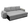 Canapé d'angle convertible réversible VALDO 3 a 4 places - Tissu Souris - Tablette avec USB - Coffre + Pouf - L247xP143xH86 cm – Image 5