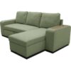 Canapé d'angle convertible réversible VALDO 3 a 4 places - Tissu Neve Sauge - Tablette avec USB - Coffre + Pouf - L247xP143xH86 cm – Image 6