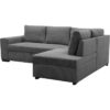 Canapé d'angle convertible réversible NIRVANA 4 a 5 places - Tissu velours côtelé anthracite - Coffre de rangement - L247 x P 183 x – Image 6