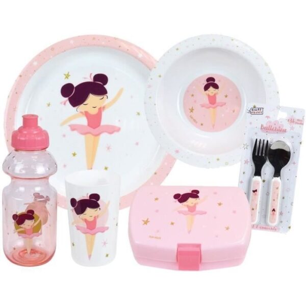 BALLERINE - Lot vaisselle pour enfant avec verre