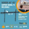 NANOOK Support Mural inclinable pour téléviseurs de 40-65 Pouces- Solution de Montage pour des télés LCD et (O)LED - Noir – Image 2