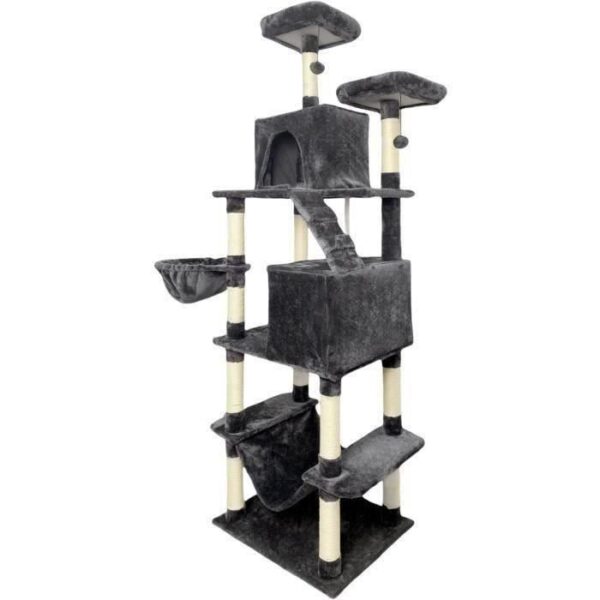TAYLOR Arbre a chat - 60 x 50 x 206 cm - Gris foncé -  2 plateformes