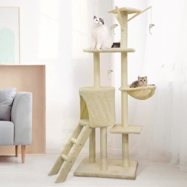JIPSY Arbre a chat beige 79 x 34 x 138 cm - 3 plateformes
