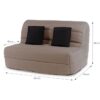 DUNLOPILLO Banquette BZ 2 places - Tissu Taupe + 2 coussins noir - L 140 x P 99 x H 98 cm - ALICE - – Image 6