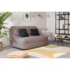 DUNLOPILLO Banquette BZ 2 places - Tissu Taupe + 2 coussins noir - L 140 x P 99 x H 98 cm - ALICE - – Image 2