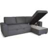 Canapé d'angle convertible réversible CATHY 3 places - Tissu Gris - L 242 x P 155 x H 85 cm – Image 3