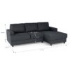 Canapé d'angle droit 4 places Paul - Tissu gris anthracite - L 215 x p 140 cm – Image 4