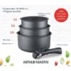 Set de 3 casseroles Gris Mat 16-18-20 cm + 1 poignée amovible - Aluminium  Revetement anti-adhésif - Tous feux dont induction – Image 3