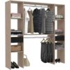 Kit dressing ARTIC EKIPA - Décor mélaminé chene jackson et noir - 2 penderies + 2 tiroirs - L176 x P40 x H180 cm -Fabriqué en – Image 2