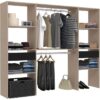 Kit dressing ARTIC EKIPA - Décor mélaminé chene jackson et noir - 2 penderies + 2 tiroirs- L220 x P40 x H180 cm -Fabriqué en France – Image 2