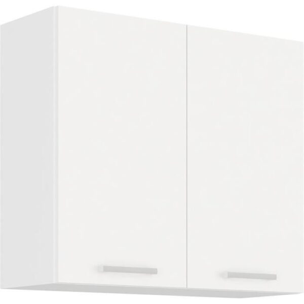 ATLAS Meuble haut 2 portes battantes - Décor blanc - L80 x P31 x H72