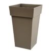 EDA Pot de fleur haut carré Toscane - 39 x 39 x H 65 cm - 62 L - Taupe – Image 2