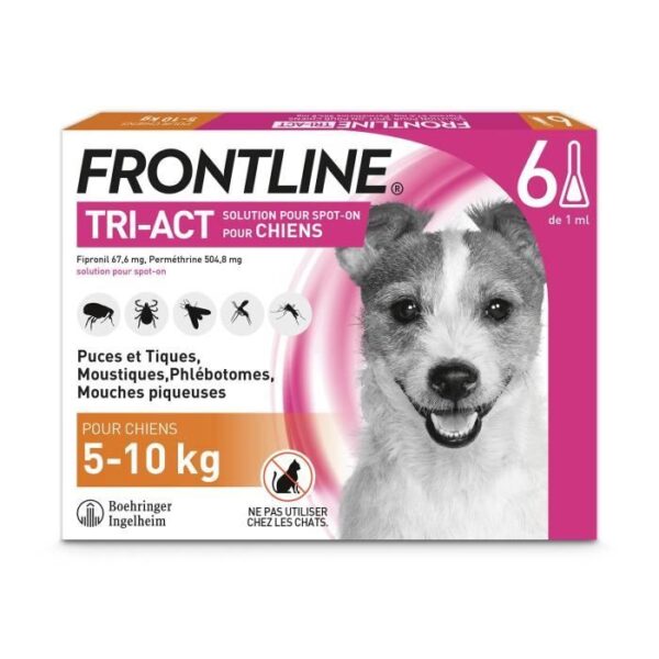 FRONTLINE Tri-Act Chiens S - 5 a 10 kg - 6 Pipettes - puces