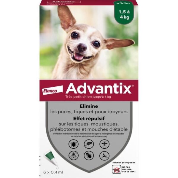 ADVANTIX Chien Solution Antiparasitaire Tres Petite Race 1