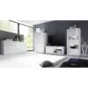 Buffet BASICO 2 Portes 3 Tiroirs Blanc Laqué brillant  - L210xP42xH85,8 cm – Image 5