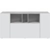 Buffet LOIRA - Mélaminé - Blanc artik et ciment - 3 portes + 3 niches de rangement - L 150 x P 41 x H 76 cm – Image 3