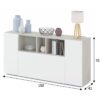 Buffet LOIRA - Mélaminé - Blanc artik et ciment - 3 portes + 3 niches de rangement - L 150 x P 41 x H 76 cm – Image 5