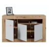 Buffet - BALTIK - Mélaminé 3 portes + 1 niche de rangement - Chene nodi et blanc artik - L 144x P 44 x H 87 cm – Image 4