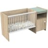 Lit bébé combiné - 120x60cm - Evolutif en 90x190cm - Babyprice Up - Décor bois - Avec commode a langer 1 porte – Image 4