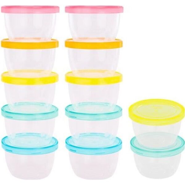 Badabulle Lot de 12 badabowls - Boîtes de conservation gradués 250ml - Surface réinscriptible