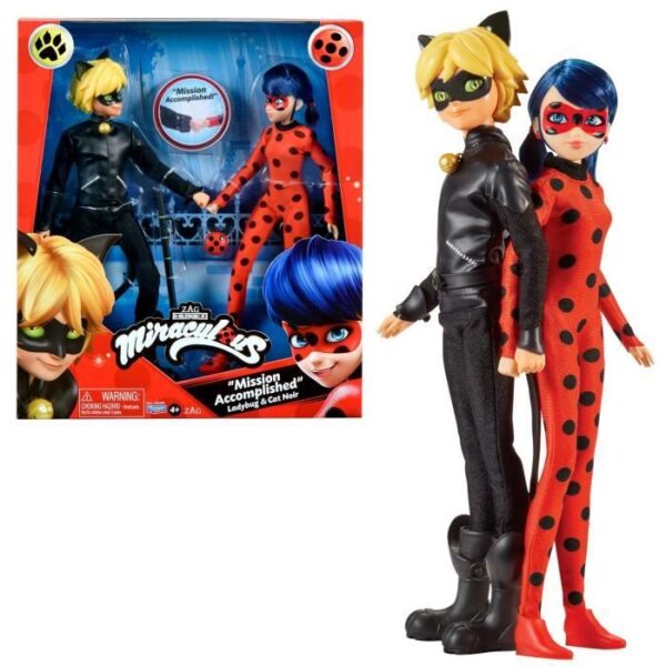 Pack de 2 Poupées mannequin 26 cm Miraculous Ladybug - Revivez les aventures de Ladybug et Chat Noir